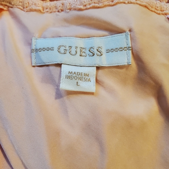 GUESS | Maxi Light  Salmon Backless Side Slit Macramè Janet Dress (Size L) - Picture 12 of 16